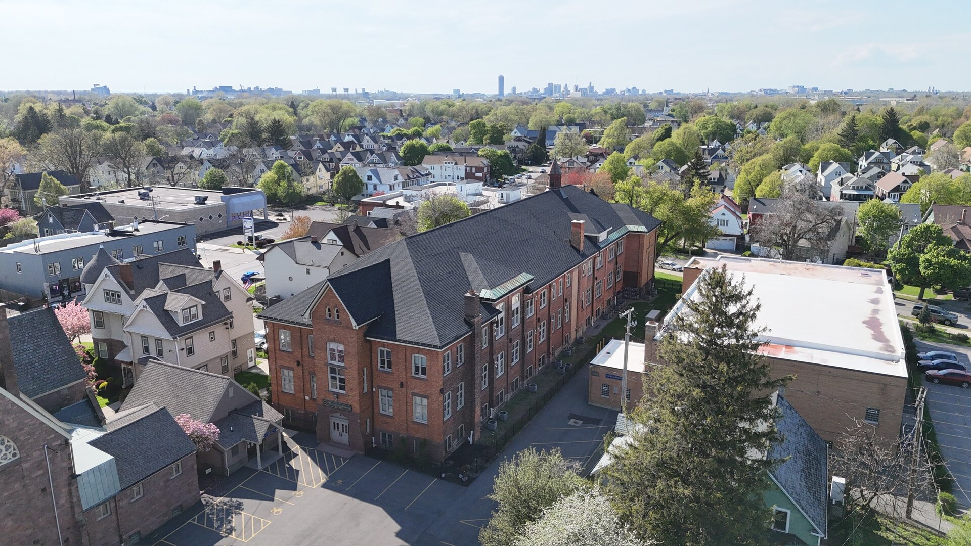 Building and on-site parking